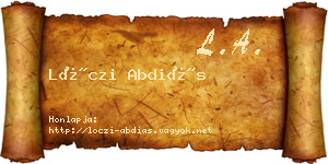 Lóczi Abdiás névjegykártya